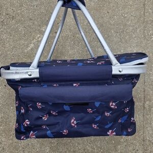 Navy Umbrella Print Market Tote Bag